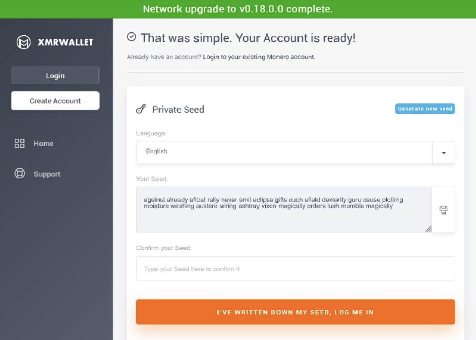 navigating xrnrwallet.com - your seed